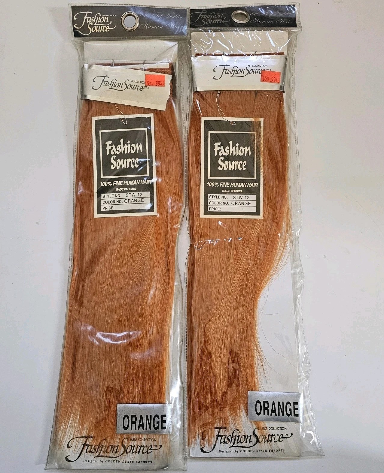 Fashion Source Sew In Weave Human Hair Extensions STW 12 Inch ORANGE (2 pack)