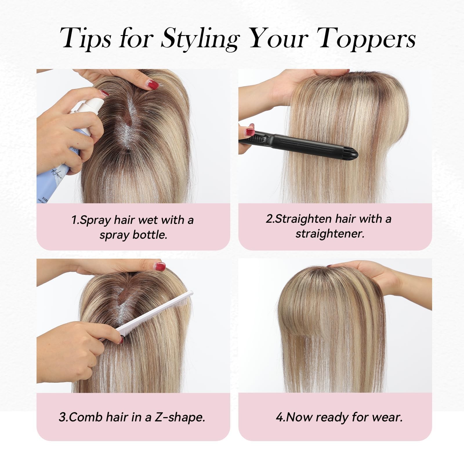 Emmor 10 Inch Real Human Topper For – Lace Base 3 Non-Slip Clips 4.5 X 3