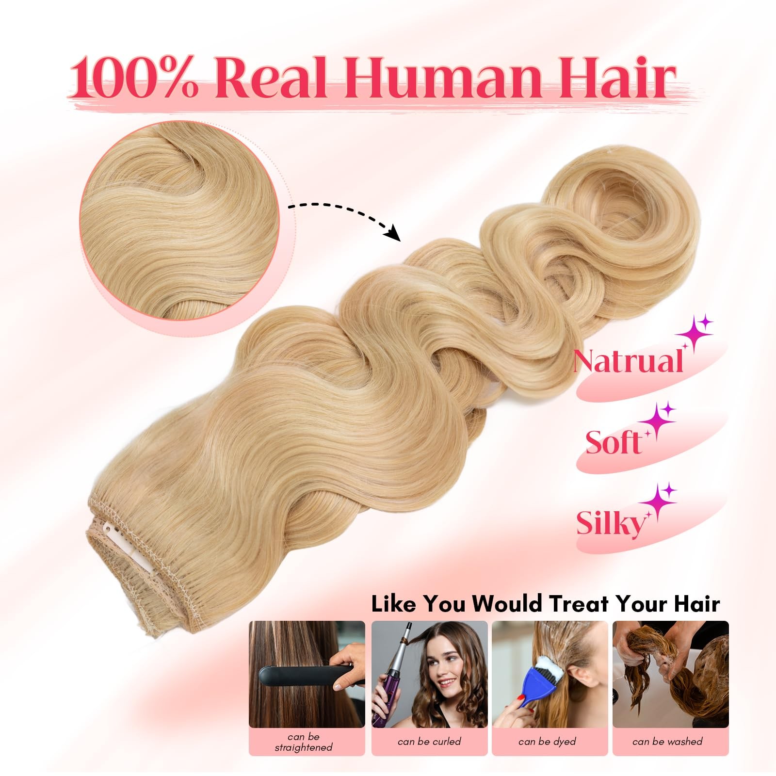 Rich Choices Halo Hair Extensions Real Human Hair Wave Wire In Hair Extensions