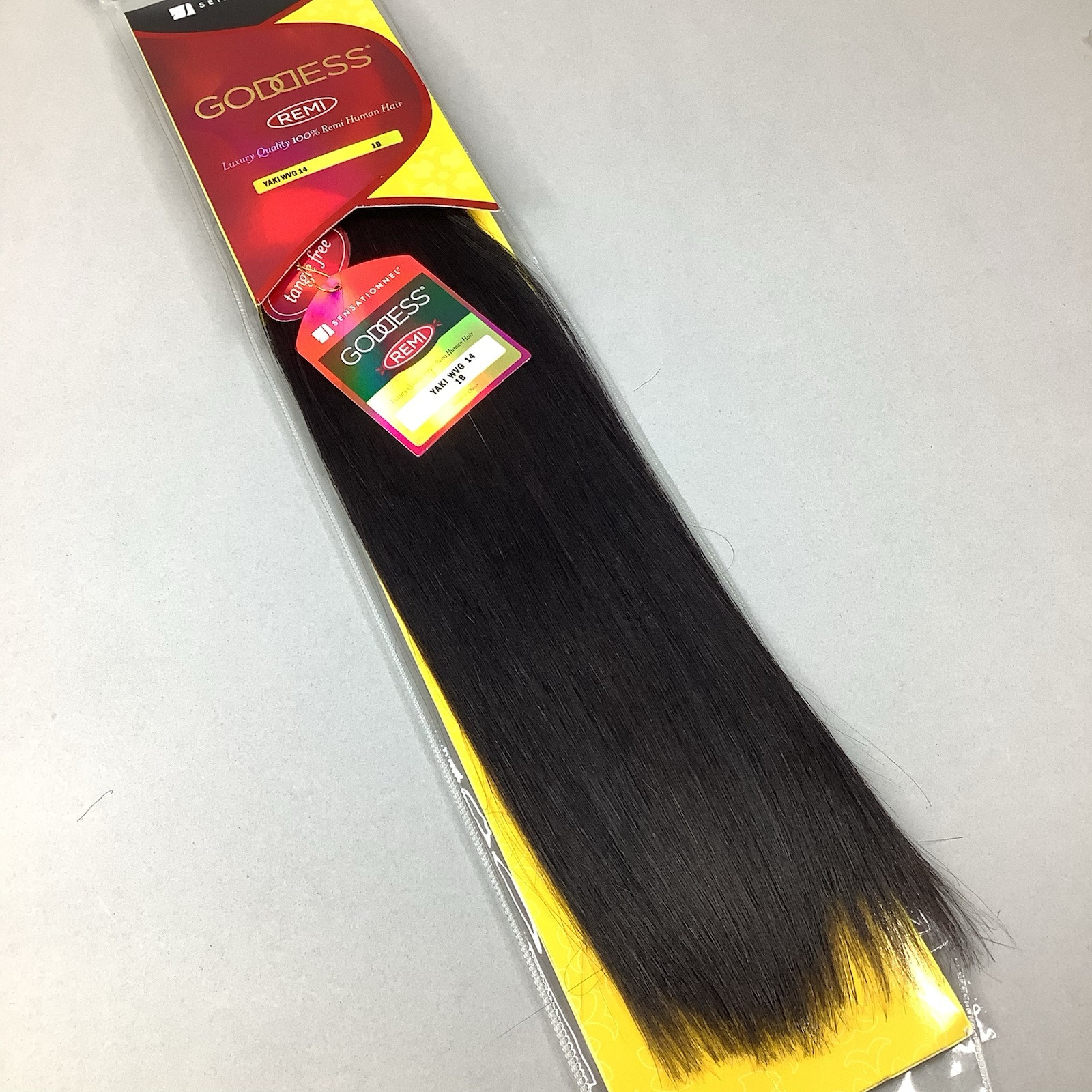 14” #1B Off Black Straight Goddess Remi Human Hair Track Extensions