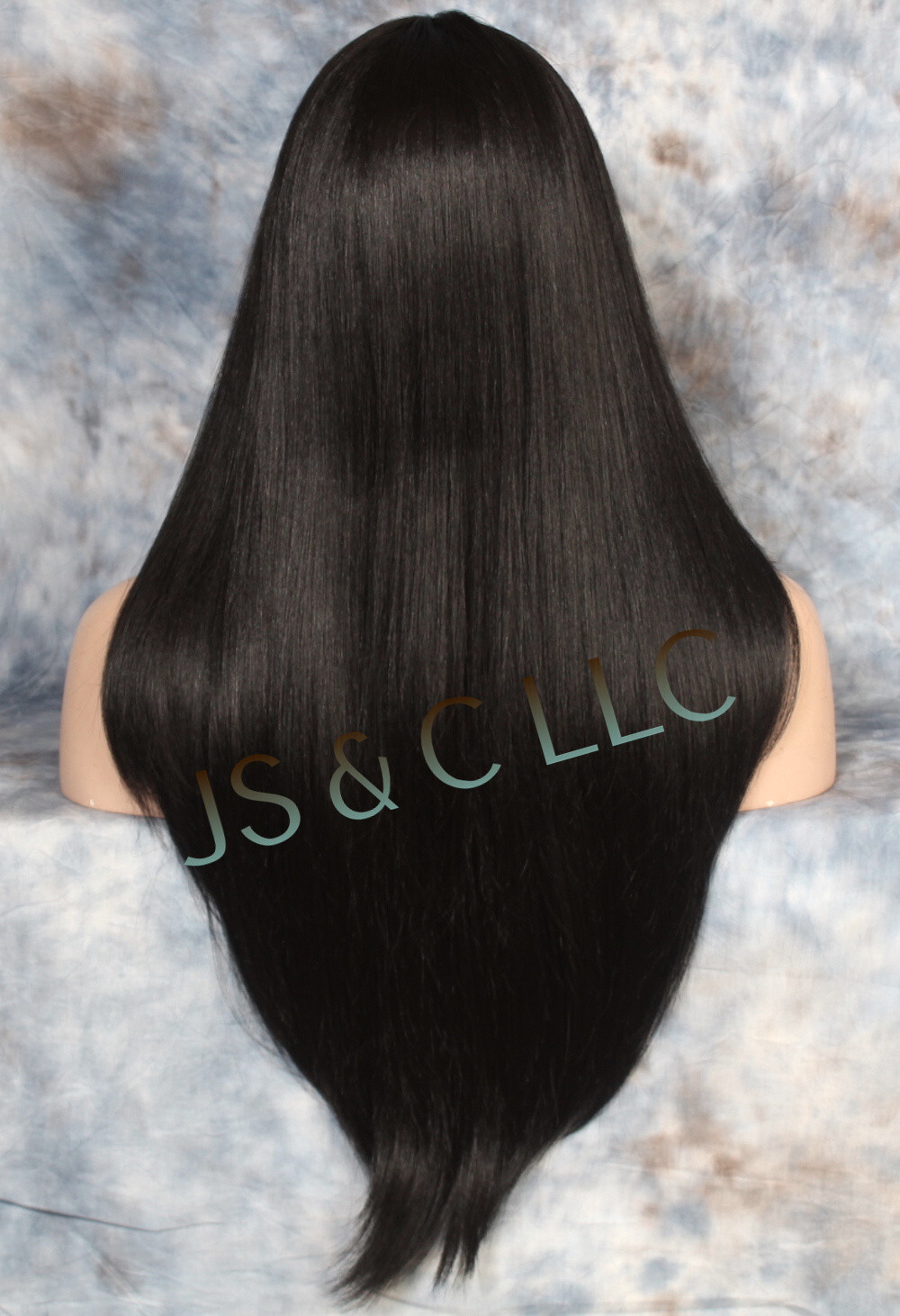 Human hair Blend Hand Tied Monofilament Full LACE FRONT WIG Off Black 1B JSLY