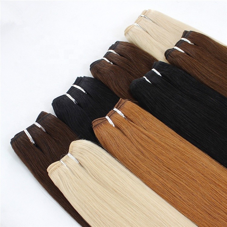 Weft Sew In Remy Human Hair Extensions Double Weave Hair Bundle Full Head Thick