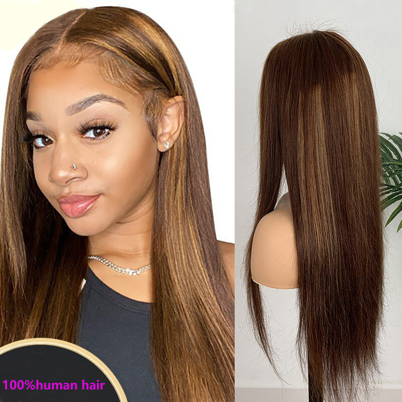 13*4 Lace Front Wig Brazilian 100% Human Hair P4/27 Silky Straight Body Wave