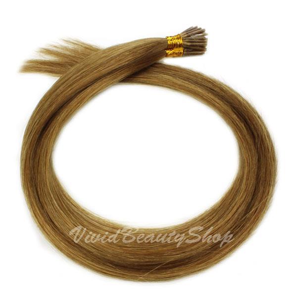 200 I Stick Tip Micro Beads Straight Remy Human Hair Extensions Golden Brown #10