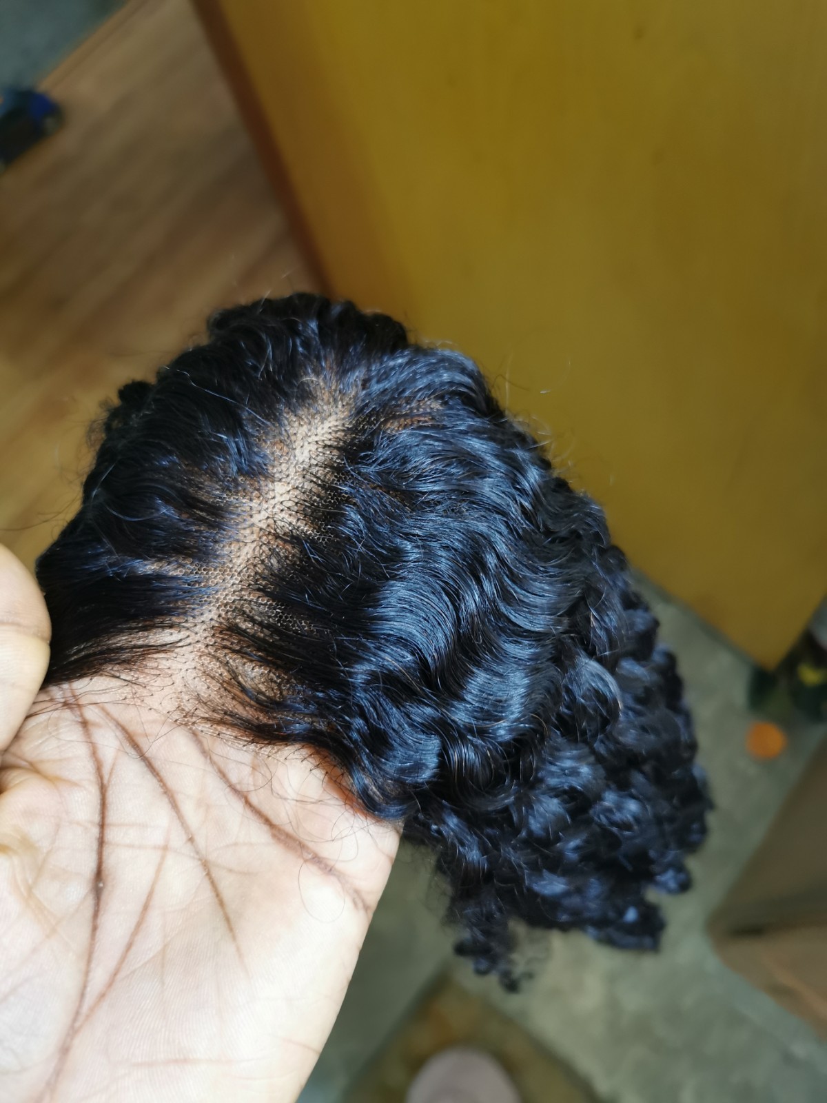 High Quality Natural Black Kinky Curly Human Hair Glueless Lace Closure Wig 24″