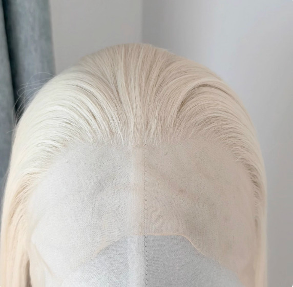 13×4 Lace Front Wig Human Hair Blend Heat Ok for Women Blonde Straight Wigs 26In