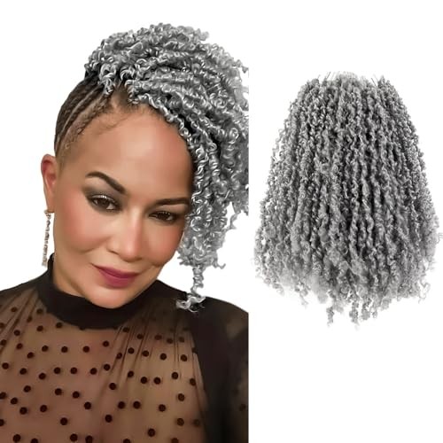 8 inch Yanky Twist Crochet Hair 10 Packs, Pre-looped 8 Inch (Pack of 10) Grey