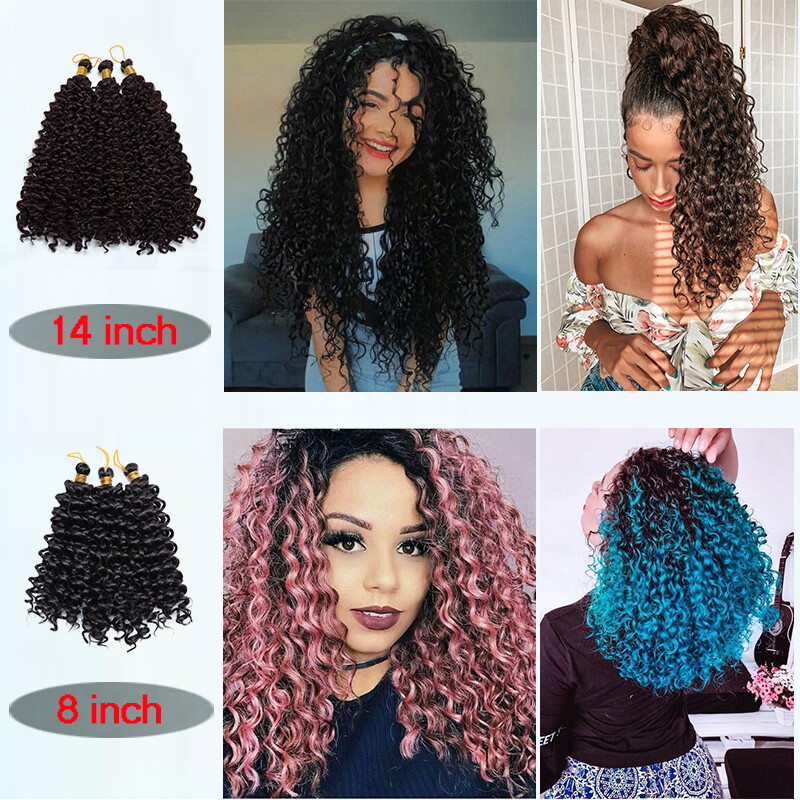 5 Pack Afro Deep Water Wave Hair Extensions Kinky Curly Crochet Braid Hairpiece
