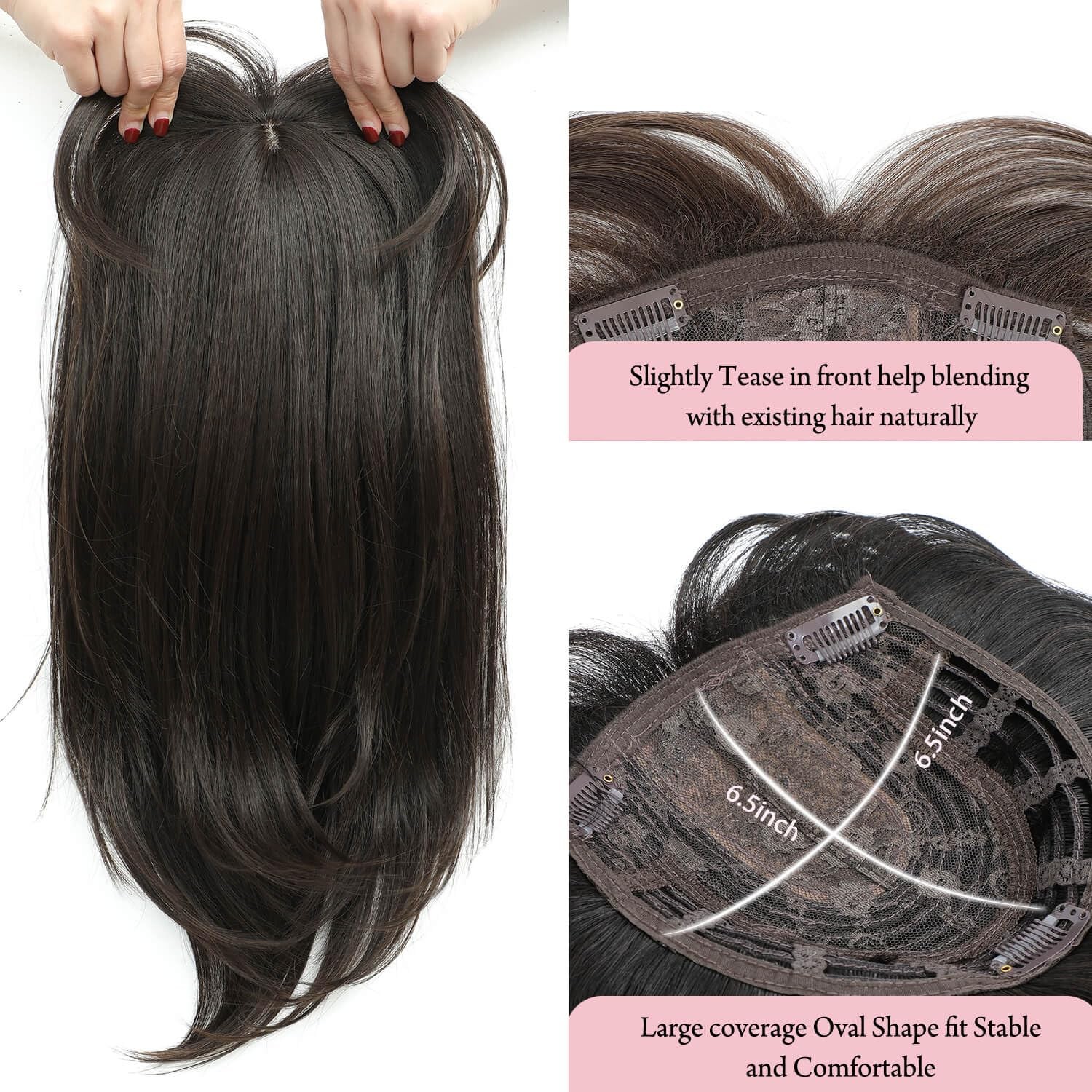 Molefi 19Inch Hair Toppers For Women Thinning Hair6.5X6.5Inch Large Coverage