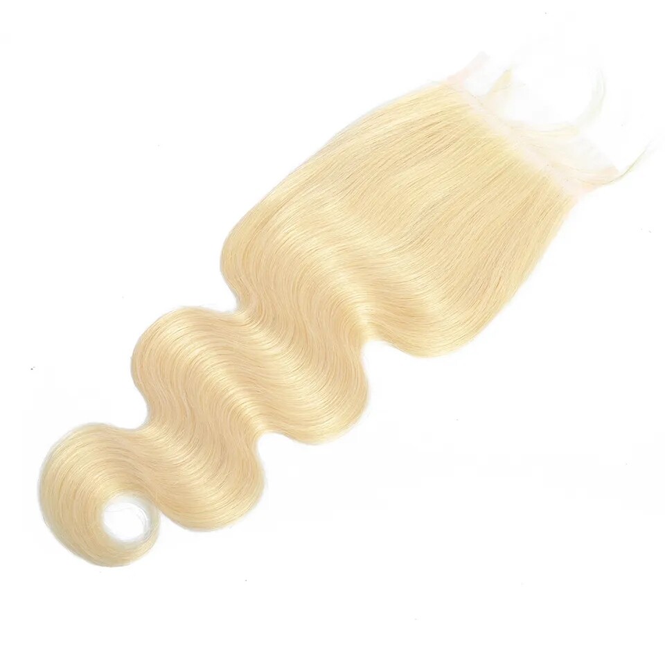 5*5 Silk Base Lace Closure Body Wave Ash Blonde Human Hair Piece Skin Top #613