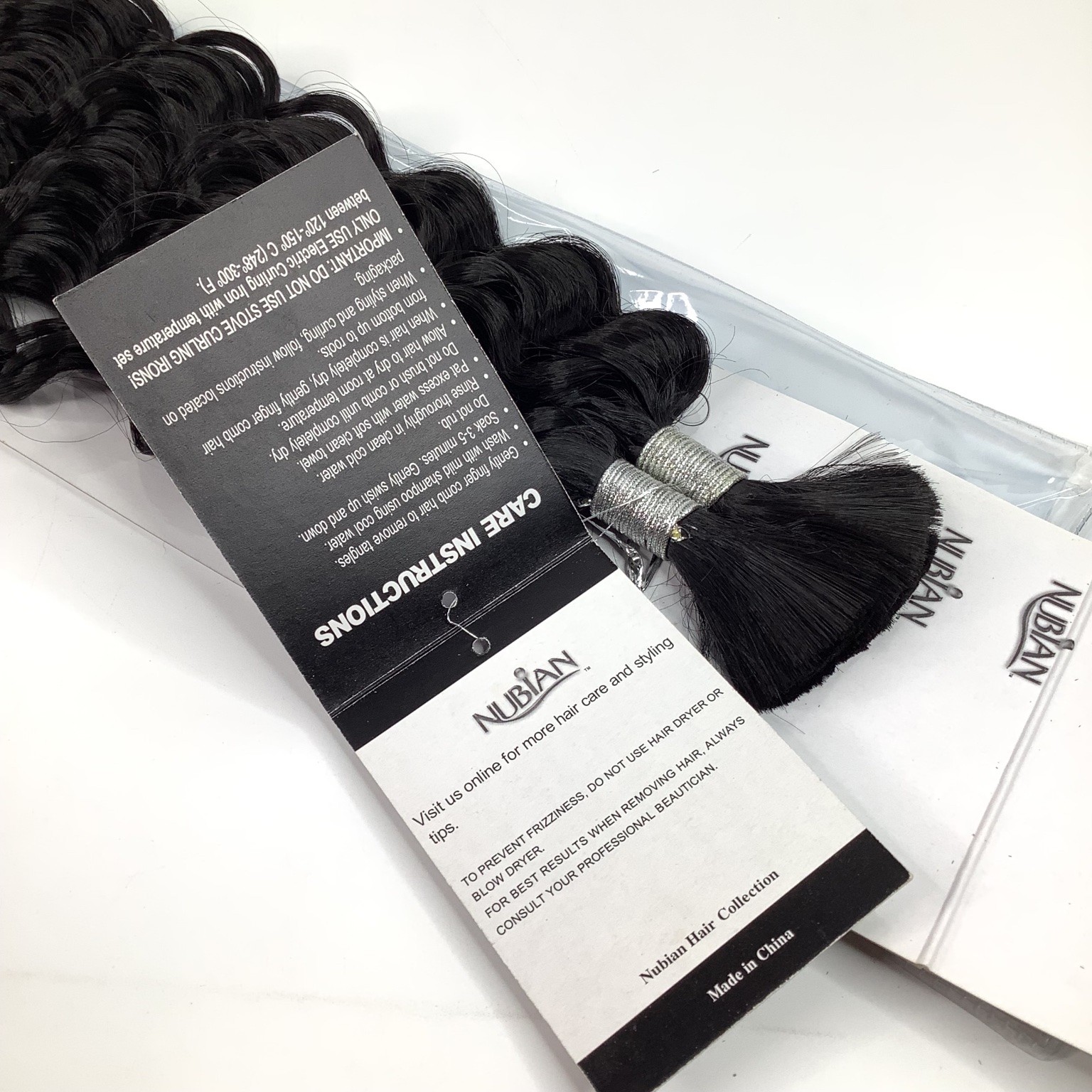 Nubian Premium Deep Bulk Human Hair Blend 14″-16″ Color 1B Braiding