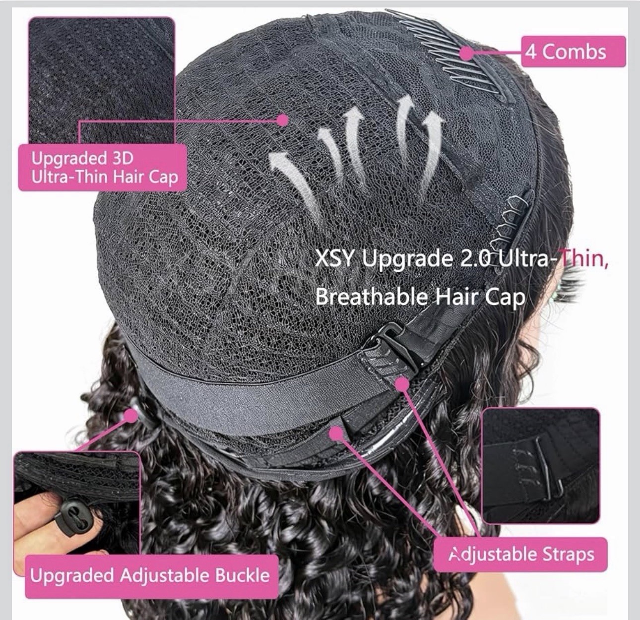Burmese Curly half Wig Human Hair 18 Inch 180% Density