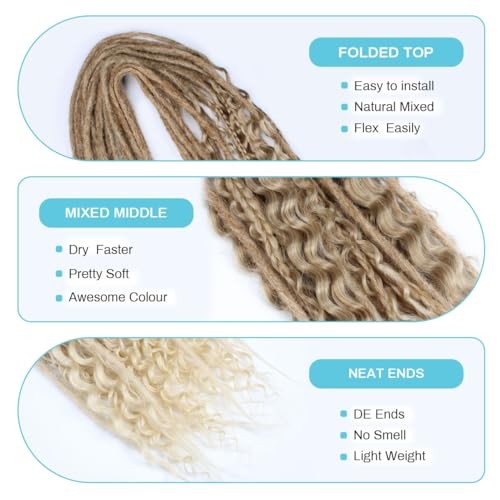 Double Ended 3 in 1 DE-24″-0.6cm(15 Dreads) Mixed Set Ombre Brownish Blonde