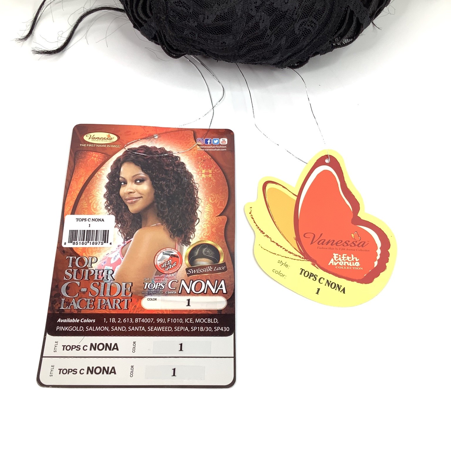 Vanessa TOPS C NONA Wig Super C-Side Lace Part Synthetic Black 1