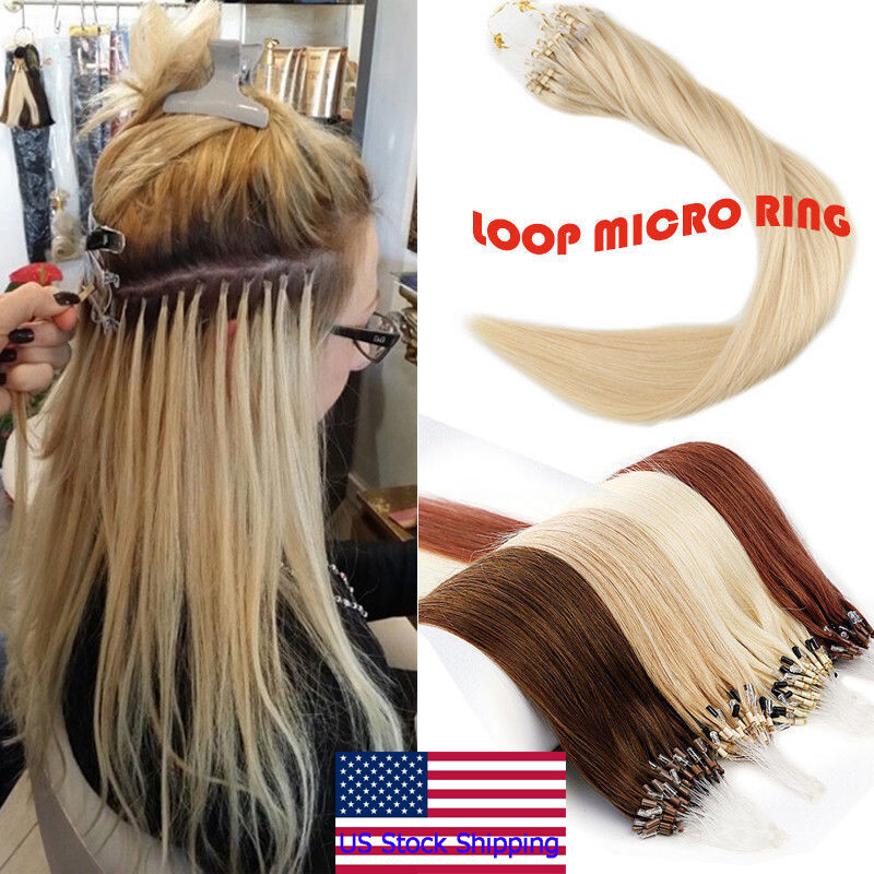 Micro Link Hair Extensions Micro Ring Beads Loop Tip Real Human Hair Highlighted