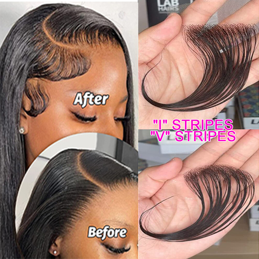4Pcs Lace Baby Hair Stripes 100% Remy Human Hair Baby Hair Edge Reusable Natural