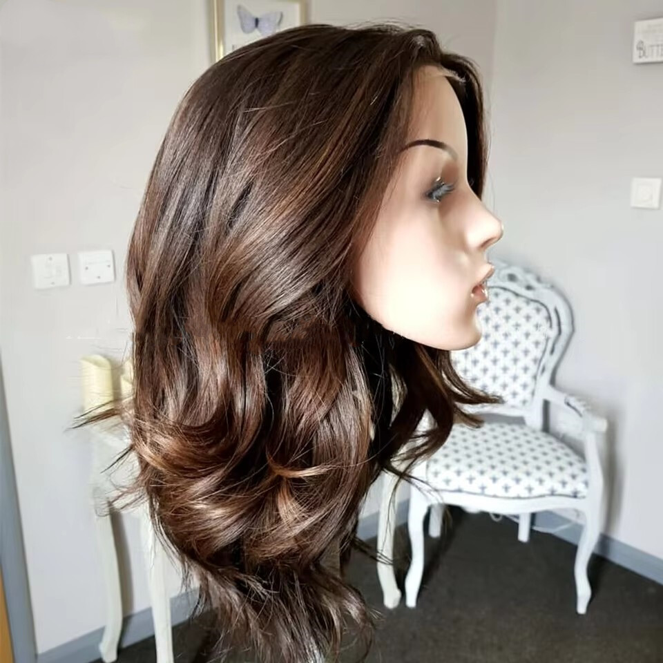 Dark Brown to Medium Brown Natural Wave 13×4 Lace Front Human Hair Wig