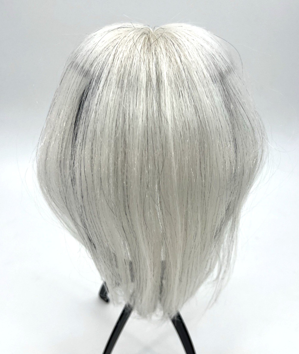 White with Black Strands 100% Human Hair Women Hair Topper