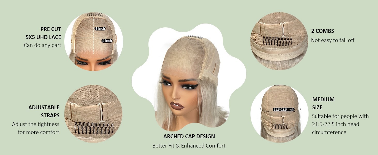 100 % HUMAN HAIR BODY WAVE LACE FRONT WIGS PLATIUM 22′