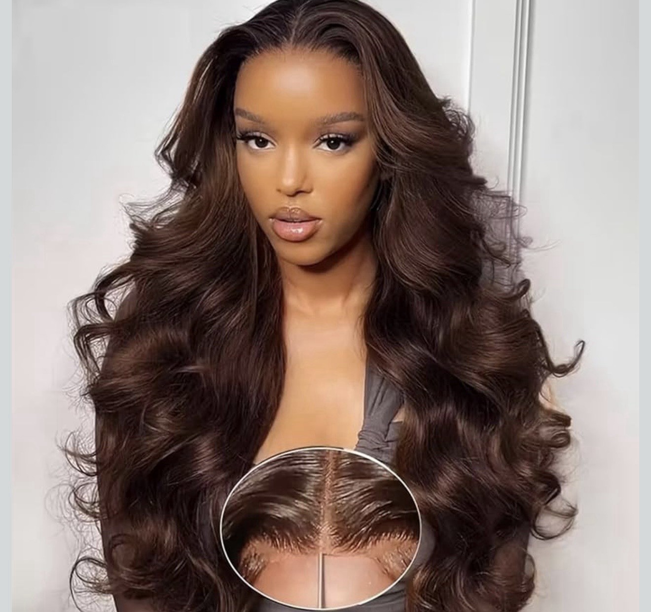 Dark Brown Lace Front Human Hair Wig Body Wave HD Lace Adjustable Straps