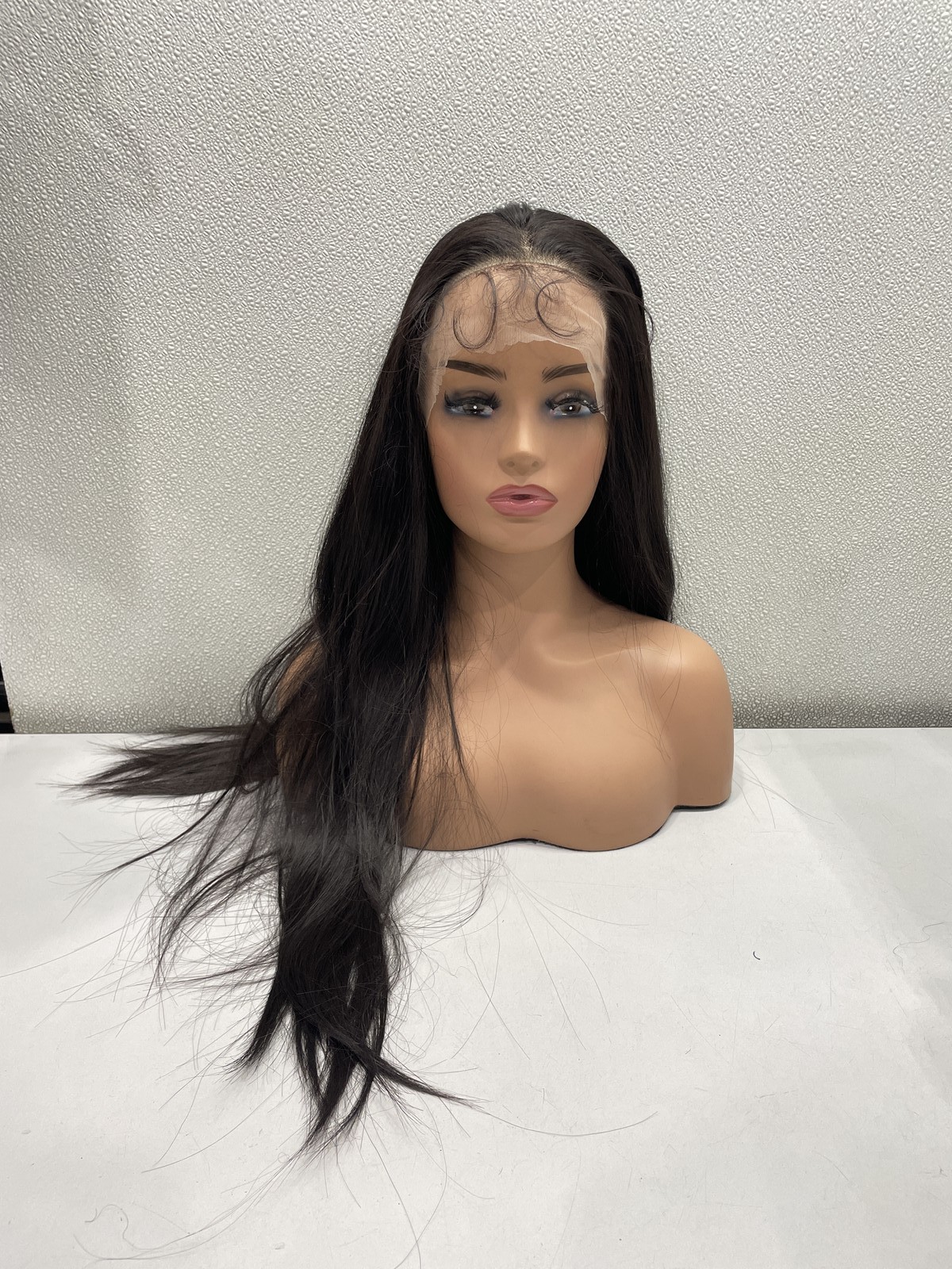 High-End Wigs Dark Brown Straight Synthetic Hair Lace Front Glueless Wig, 28″