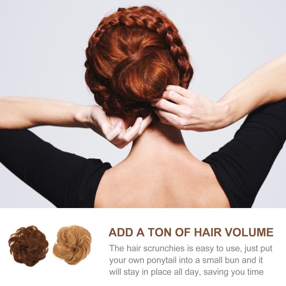 2Pcs Women Hair Pieces Durable Wig Hair Rope Tousled Messy Bun Assorted