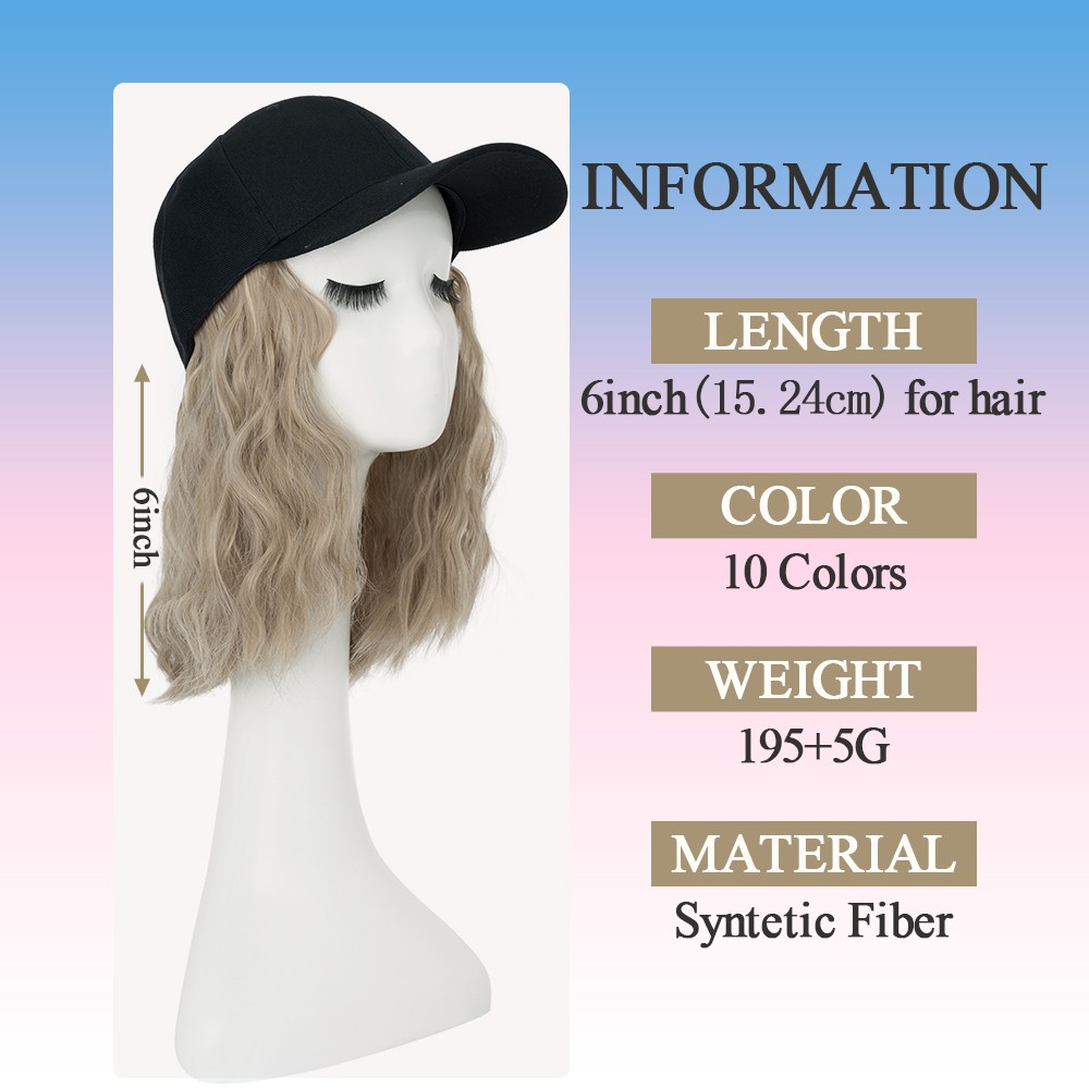 Denim Baseball Cap Hat Wig Hairpiece with Short Curly Casual Daily Wear Dating