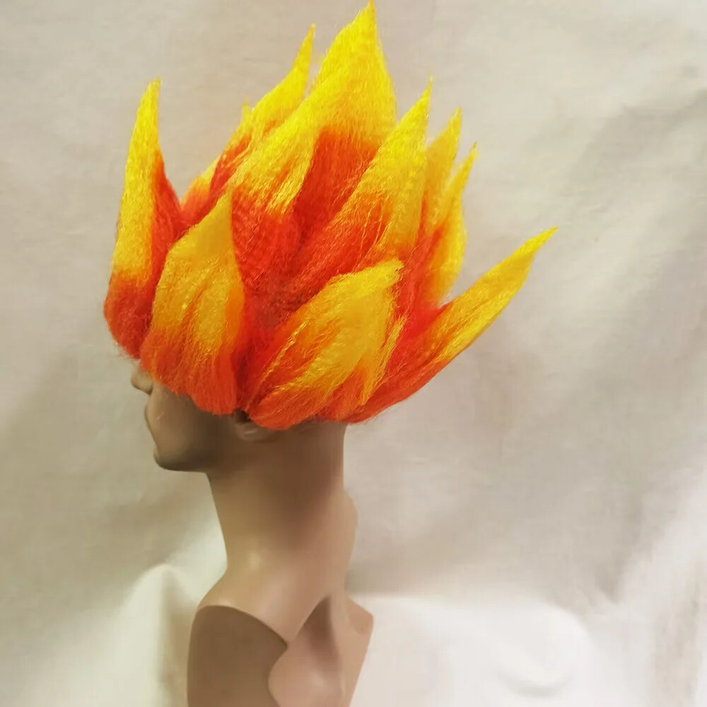 Anger Wig Flame Fire Wig Short Red wig Red Ombre Wig for Men Women Cosplay