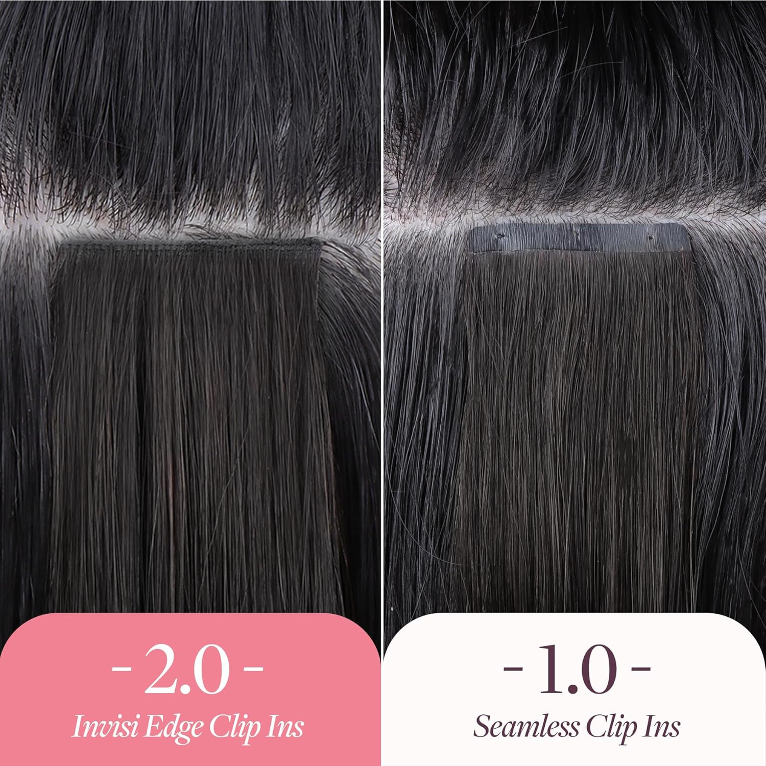 GOO GOO Invisi Edge Clip in Hair Extensions Set, 16Inch 130G, 5Pcs Injected Seam