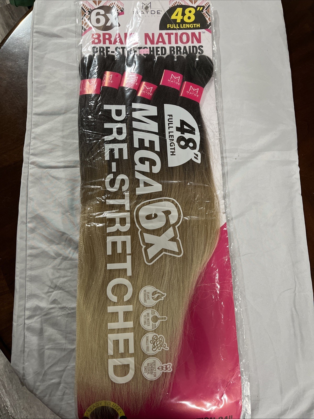Mayde Braid Pre Stretched Braid 48” 6 Pack Brown / Blonde T27