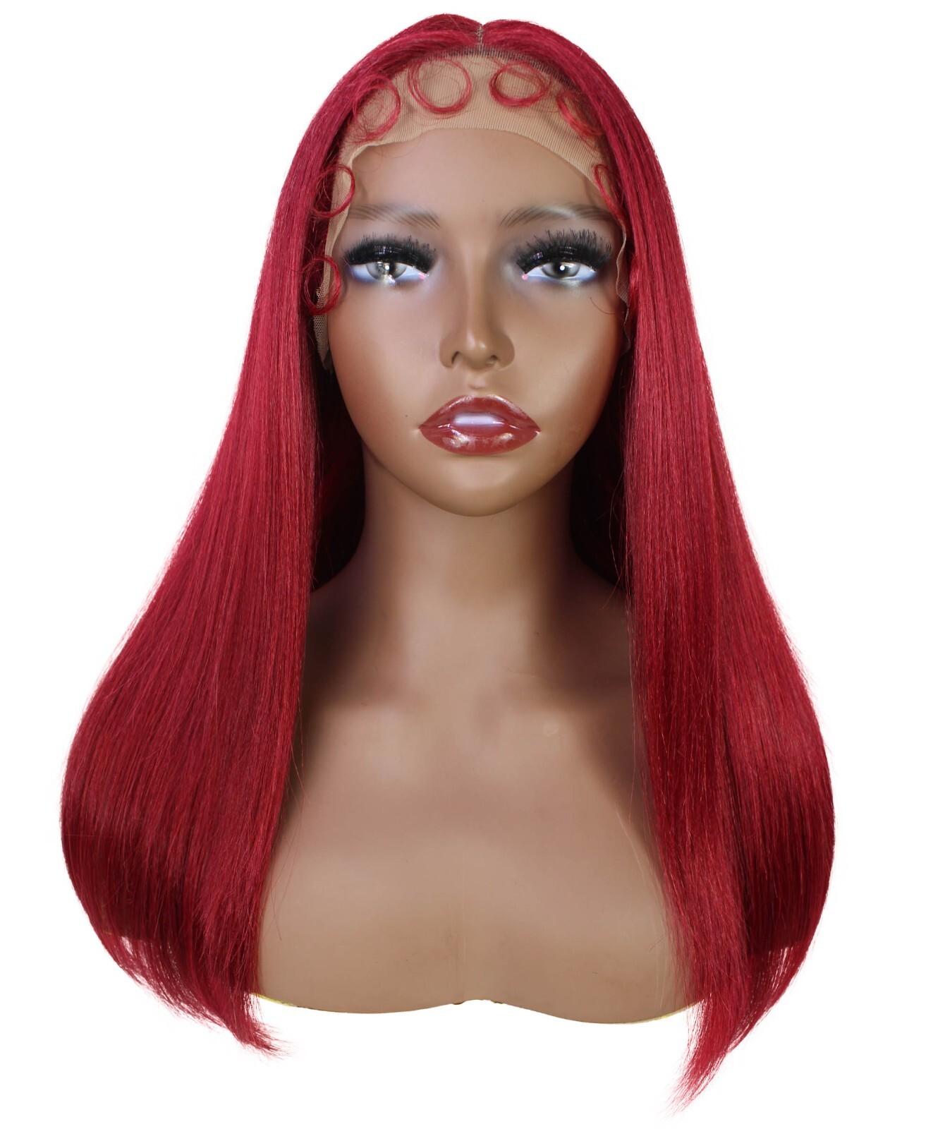 LUXLUXE Ebony Straight 21.5 inch Lace Front Wig Heat Resistant Fiber, BL-0166