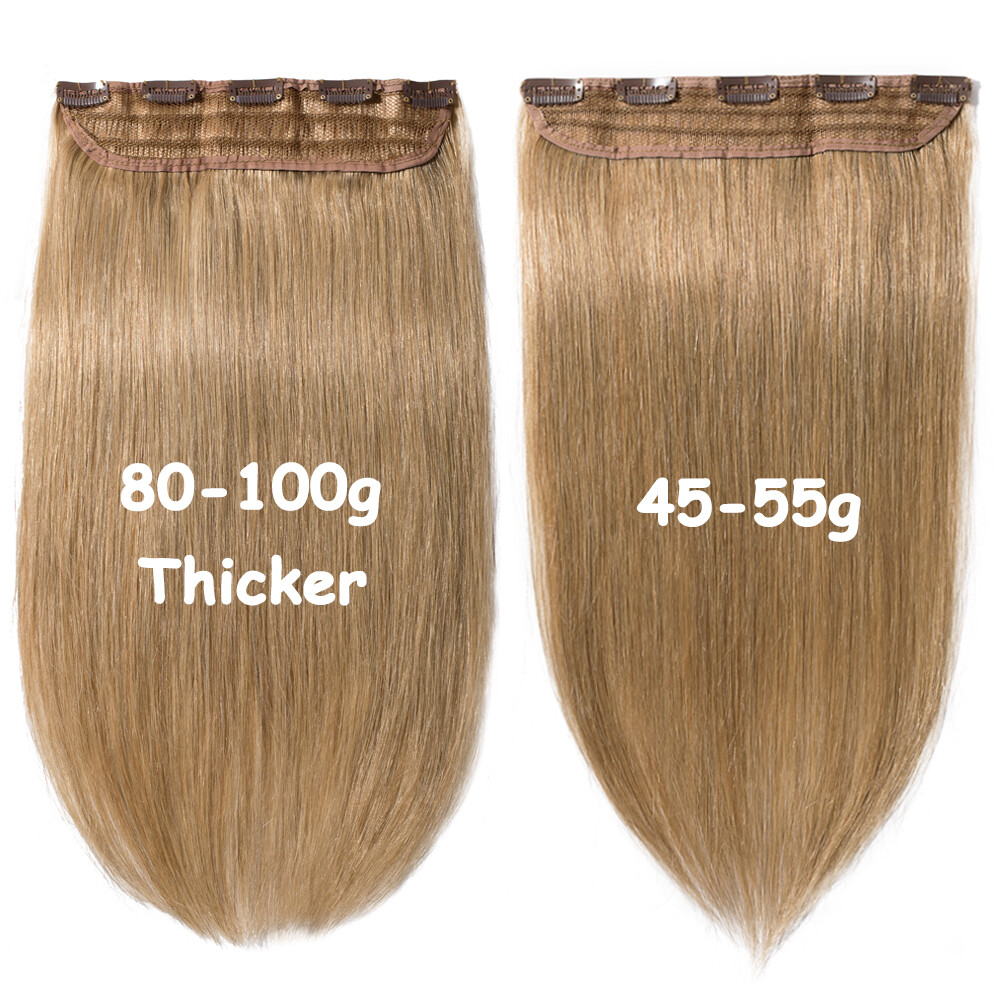 Deluxe Clip in 100% Remy Human Hair Extensions Full Head One Piece Weft US Salon