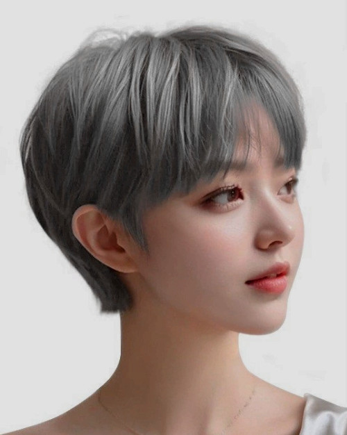 New Short Gray Layered Women’s Synthetic Wig 6 Inch