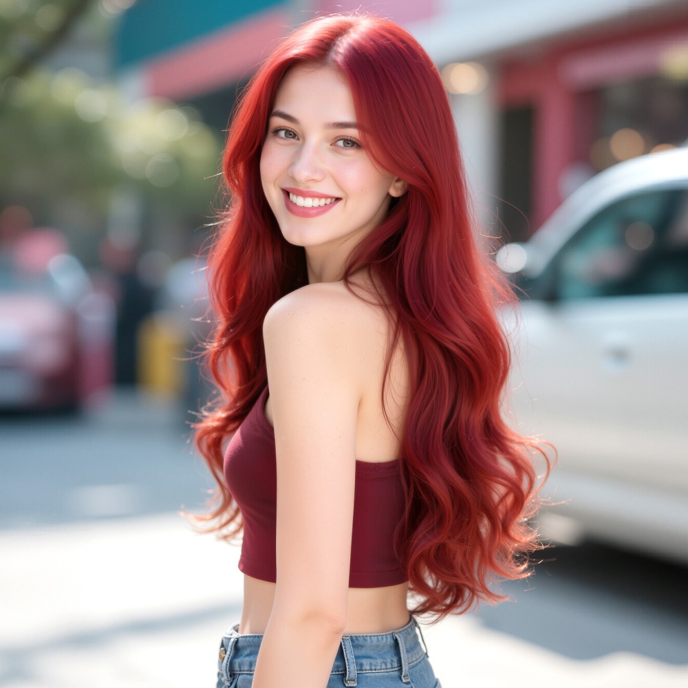 Full Lace Wig with 26 Inches Long Curly Hair Burgundy Color Natural Body Waves