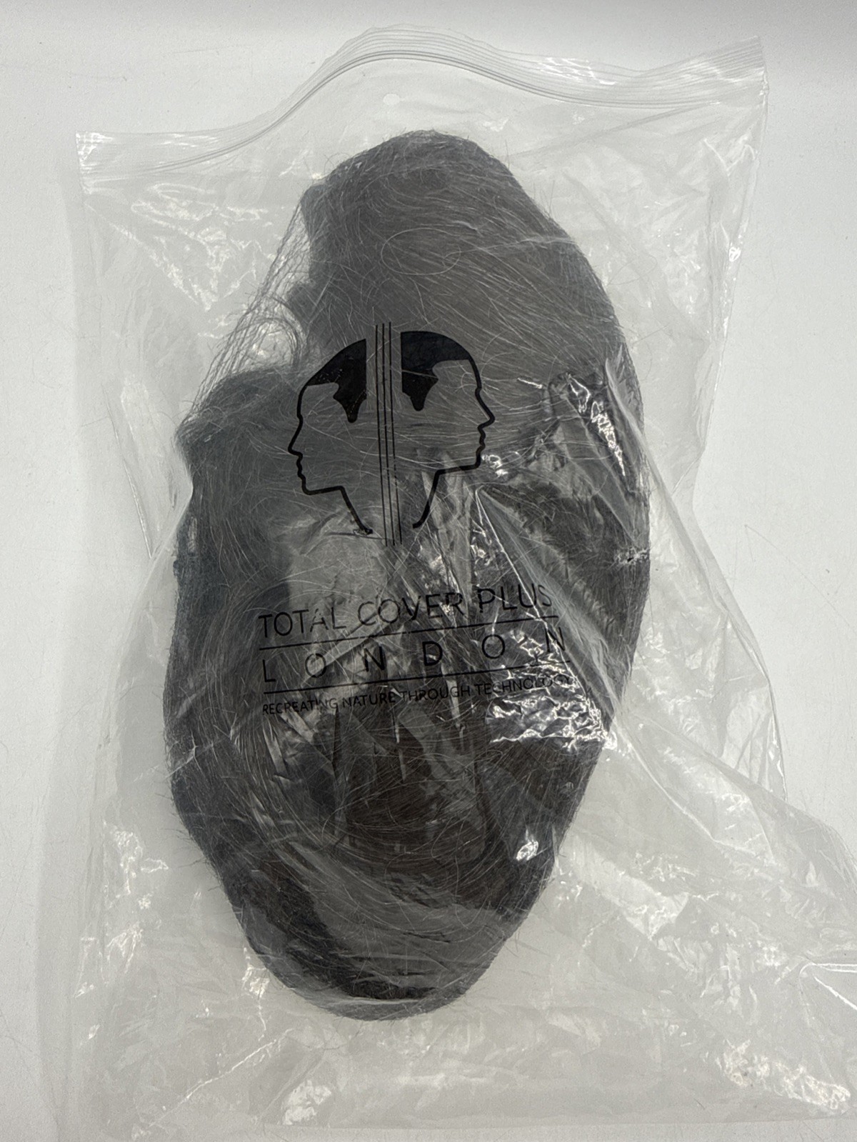 Men’s Toupee Human Hair Wavy Replacement #34A Gray HH Fibre Mix 7” Length NEW!