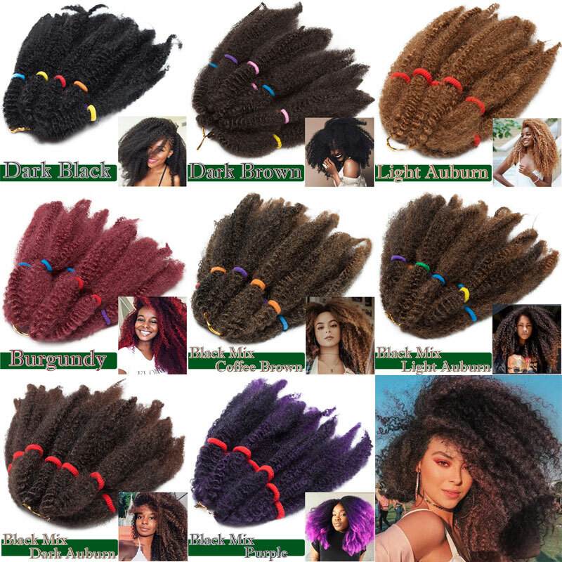 US Long Afro Kinky Twist Marley Braids Crochet Braiding Hair Extenions Bulk Sale
