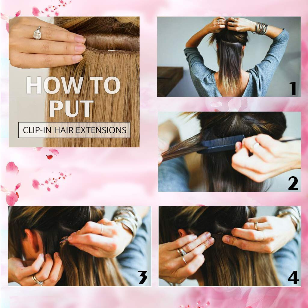 Clip in Hair Extensions Real Human Hair Double Lace Weft Clip-on Remy Hair 24In