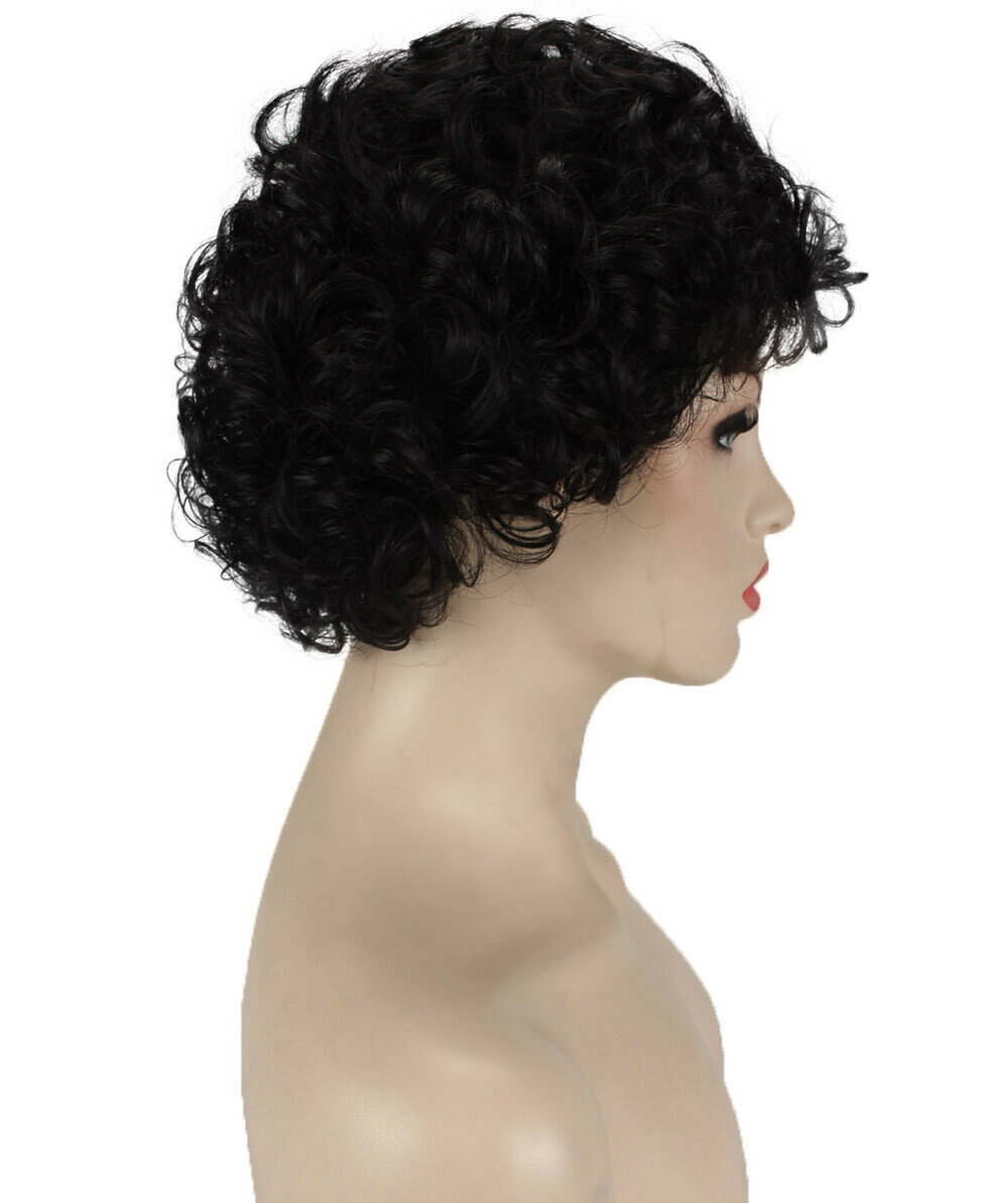 Monroe – Curly Kanekalon Synthetic Fiber Full Wig, 4 – 4.5 in, Black