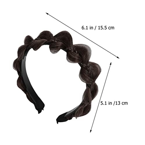 Braided Headband with Teeth Synthetic Hair Braid Hairband Hair Accessory Brown