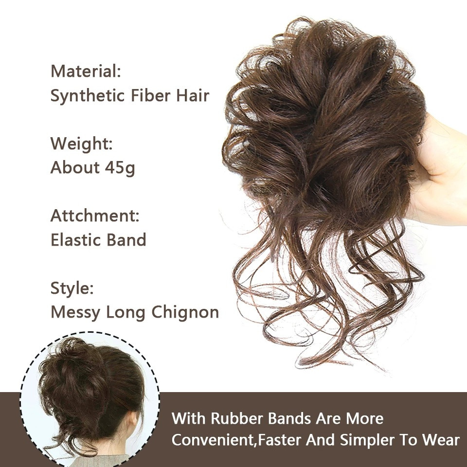 Wavy Curly Messy Bun Hair Piece Scrunchies Fluffy Donut Thick Updo Elegant USA