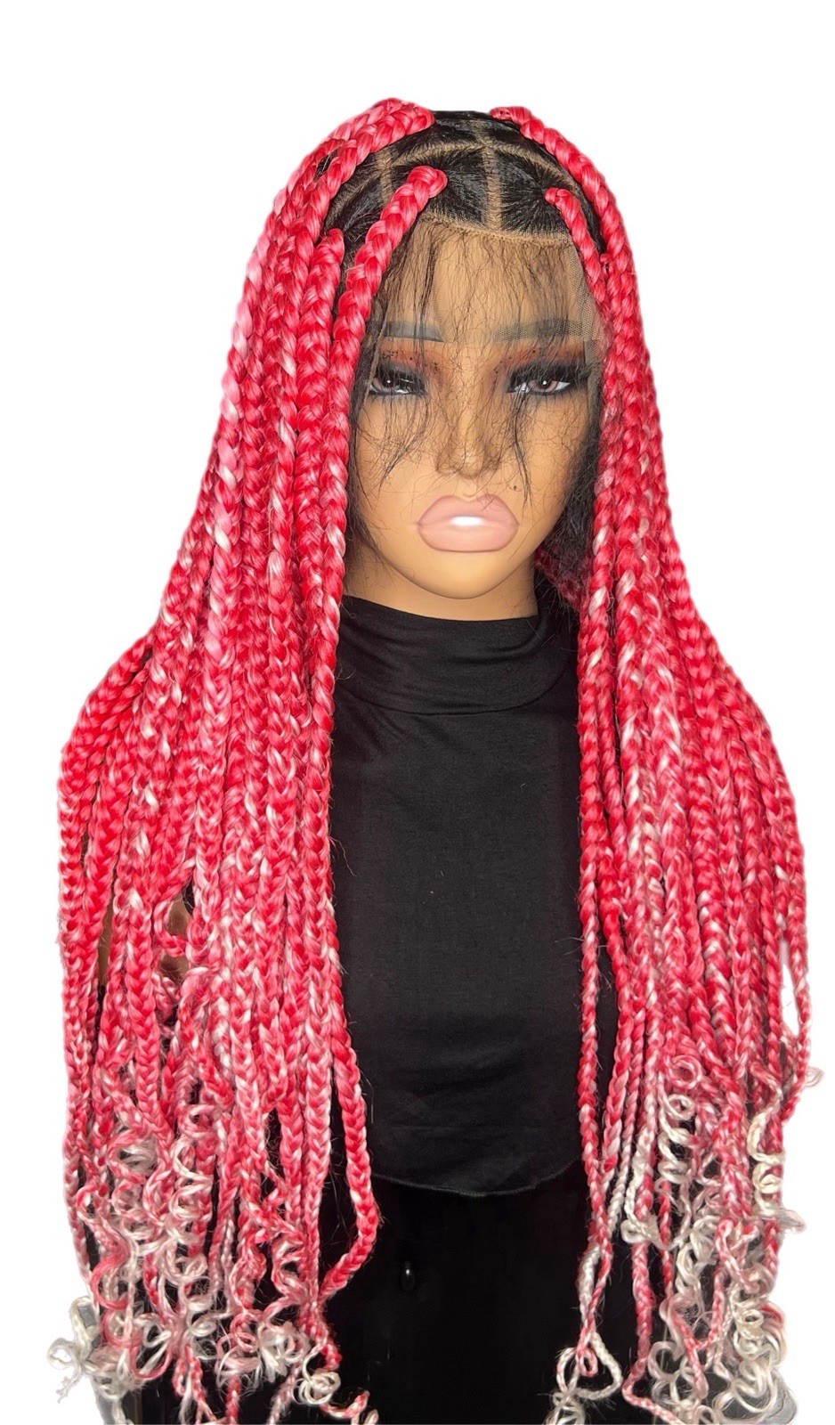 SYNTHETIC BRAID HAIR EXTENSION RED/PINK 31-40 IN CURLY ENDS WOMEN