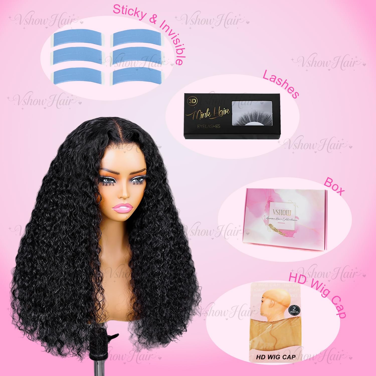 V SHOW Hidden Strap 360 Lace Front wig Human Hair with Water wave Glueless Wi…