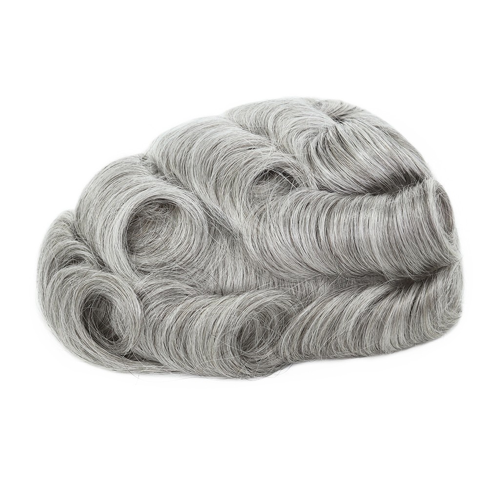 Toupee For Men Lace Human Hair Replecement System Grey Hairpieces Grey 8×10 #580