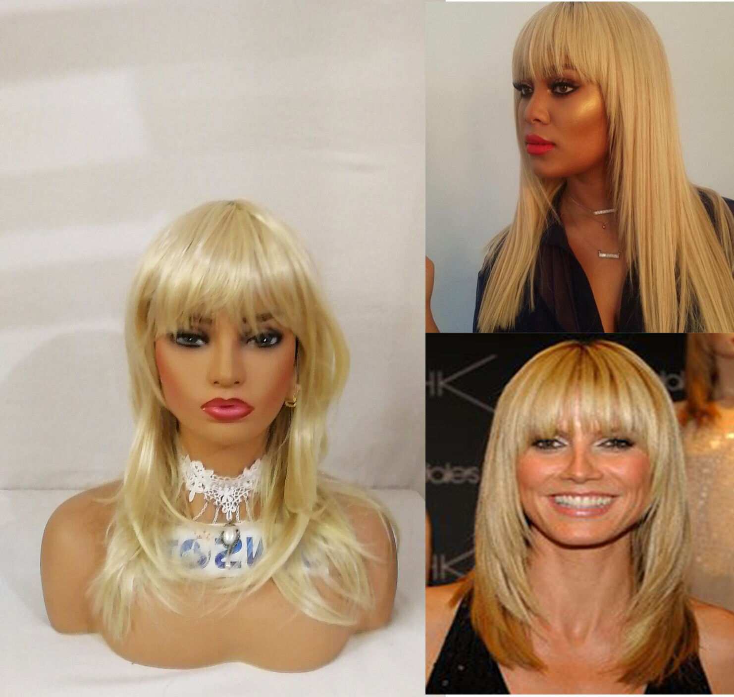 Women/Men Unisex Medium Long Light Blonde Full Wig Synthetic Hair Cosplay Wig US