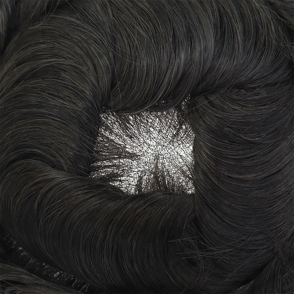 Natural Toupee Welded Mono Lace Human Hair Replacement Medium Light System