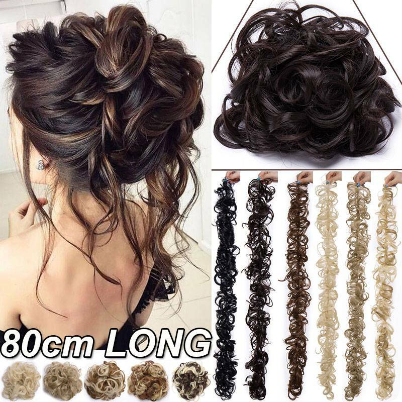 Extra Thick Long Hairpiece Scrunchie Curly Messy Bun Hair Piece Mimic-Human Updo
