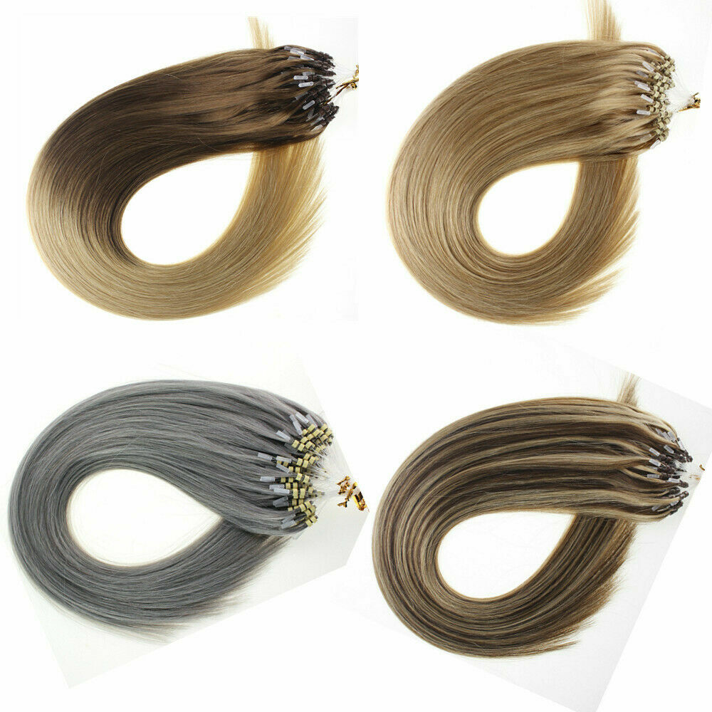 Micro Ring Loop Human Hair Extensions Microbeads Link Remy Hair Double Drawn 1g