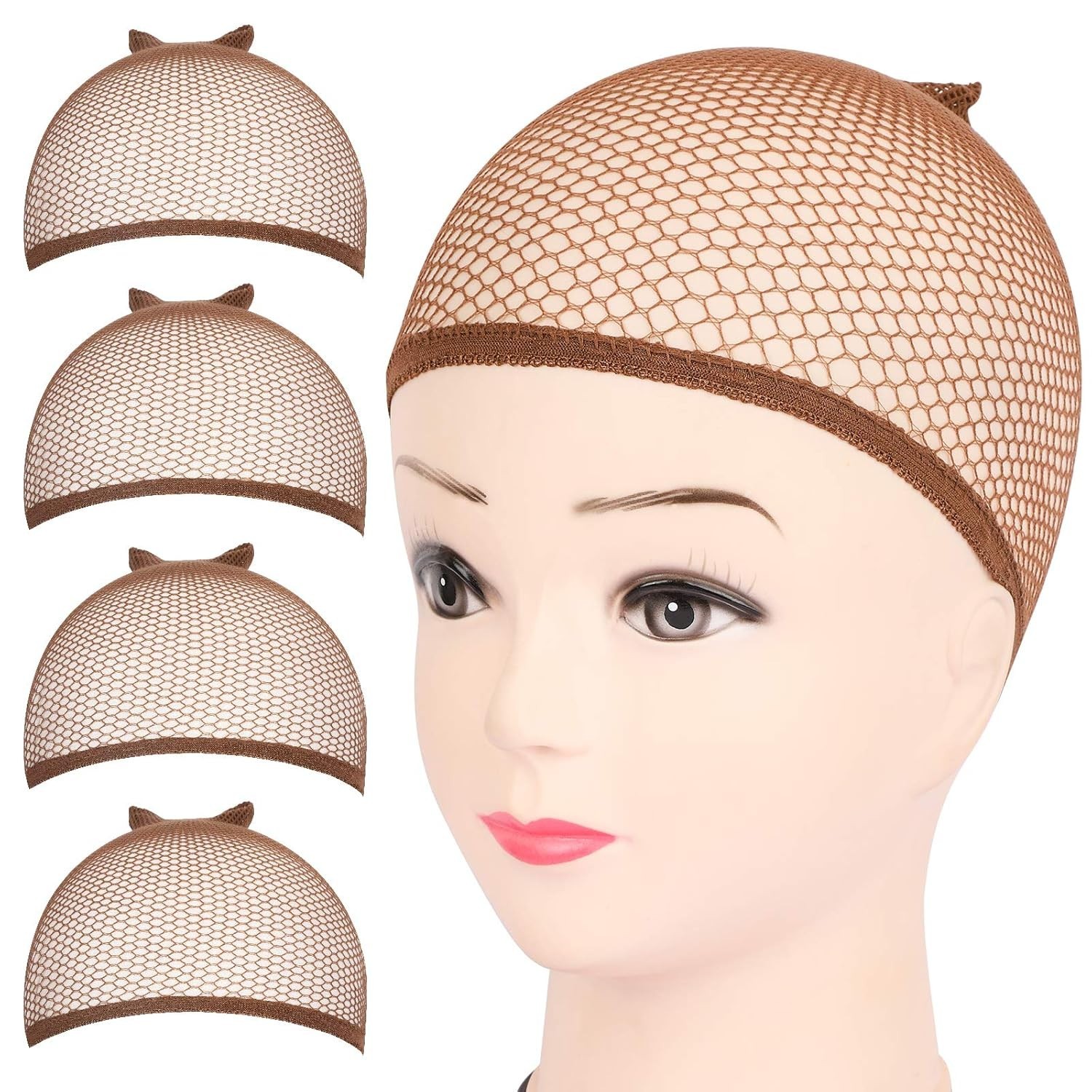 Durable & Natural-Looking 4PCS Wig Caps for Women, Men, Kids – Dark Brown