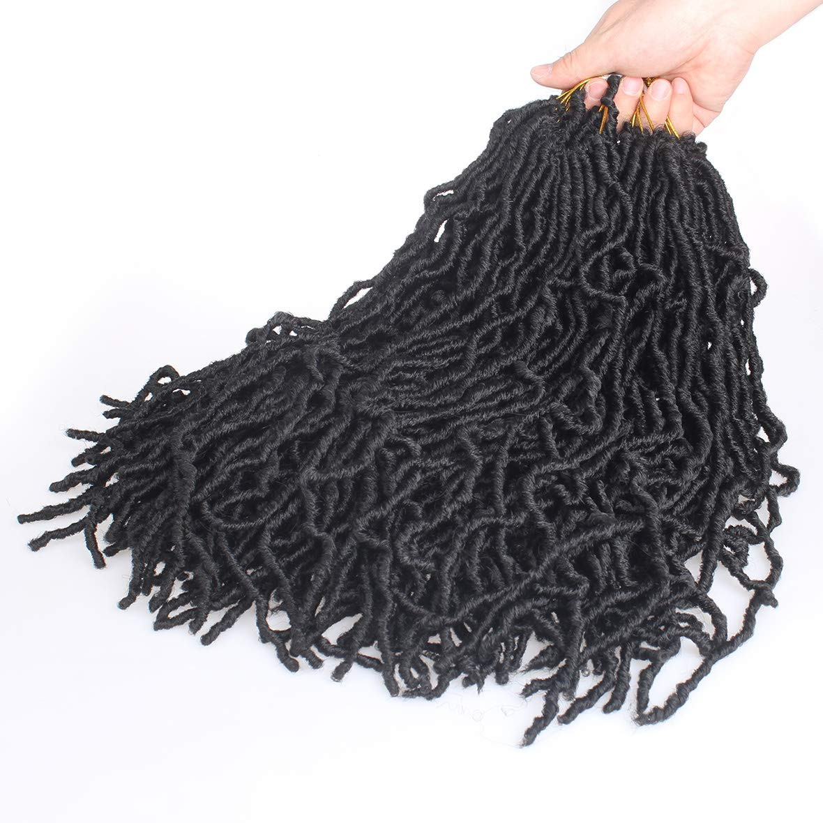 18 Inch 7 Packs Pre-Looped Faux Locs Crochet Braids 84 Roots Natural Black Soft