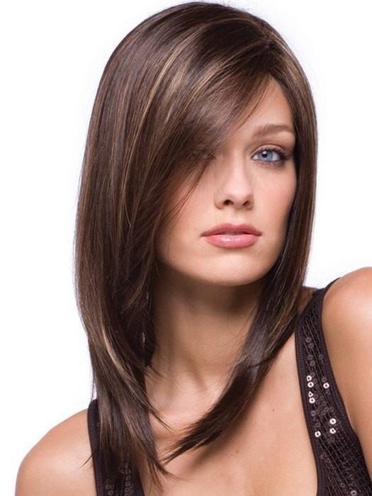 Rene of Paris Laine Wig Ginger Brown Straight Layered Side Part Basic Cap